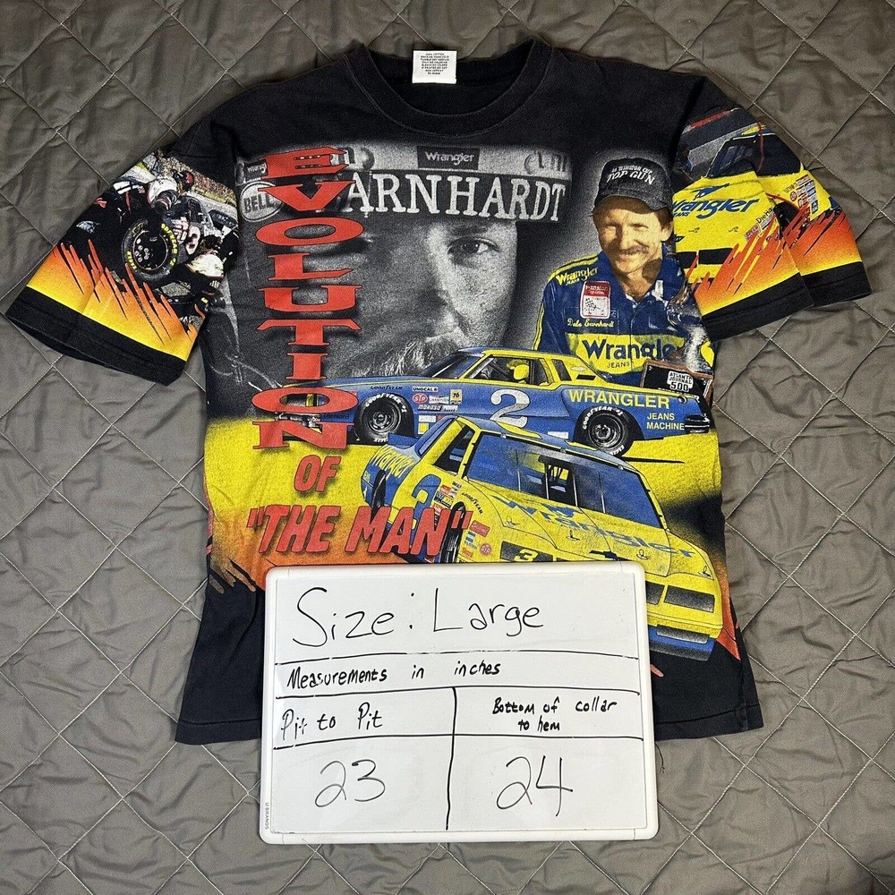 VINTAGE Chase Dale Earnhardt Shirt Large Black AOP Nascar Evolution of the Man